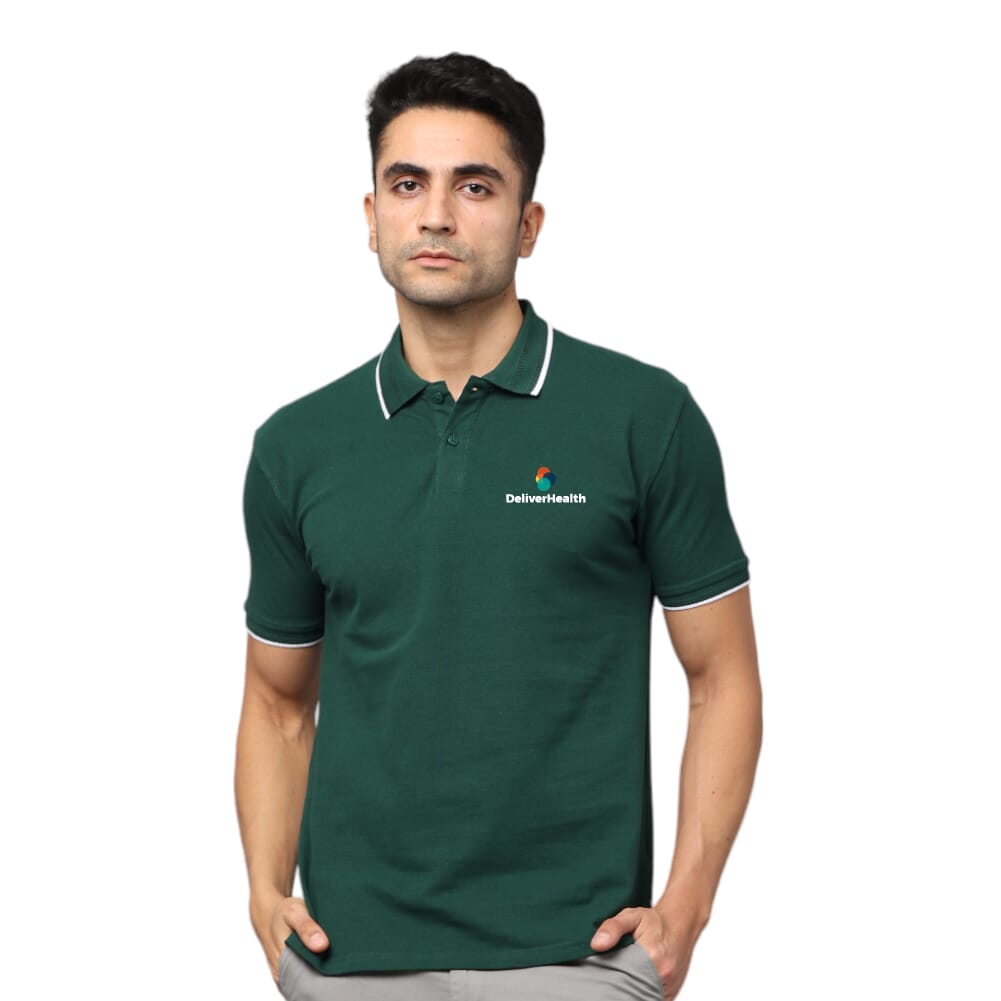 Greys & Blues Pima Polo T-Shirt - Green With White Tipping